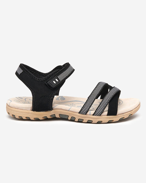 Women's sandals on a flat soles in black Weirovi- Footwear