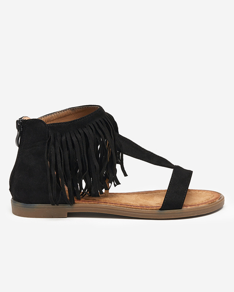 Women's sandals with black fringes Clov- Footwear