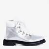 Women's silver hiking boots with crystals Opcesia - Shoes