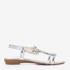 Women's silver sandals with Crisela crystals - Footwear