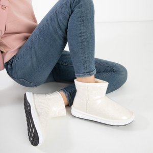 Women's snow boots with ecru Shon fur trim - Footwear