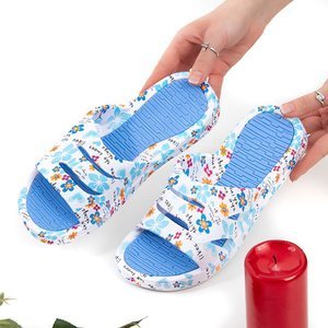 Women's white and blue Feset slippers - Footwear
