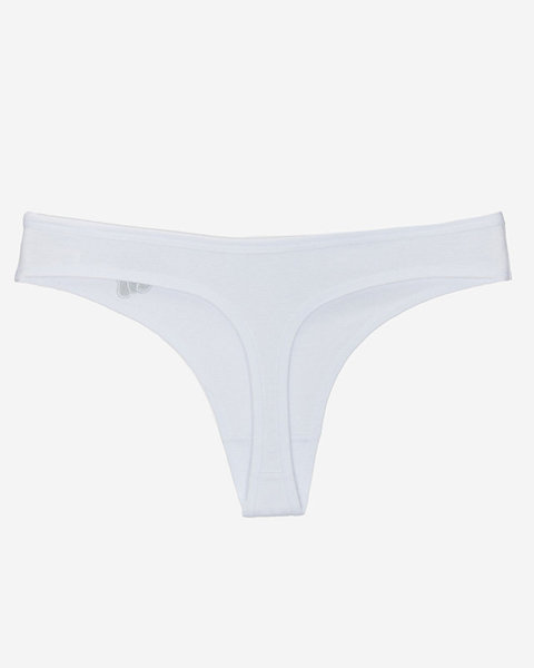 Women's white cotton thong with embroidery - Underwear