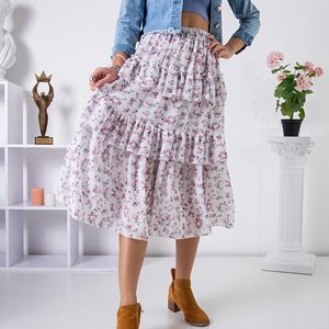 Women's white floral midi skirt - Clothing