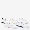 Women's white openwork sneakers with navy blue inserts Sipra - Footwear