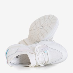 Women's white sports shoes with Amelis holographic inserts - Footwear