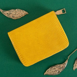 Yellow small women's wallet with embossing a'la snake skin - Accessories