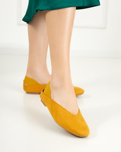 Yellow women's ballerinas with a square toe Lojara - Footwear