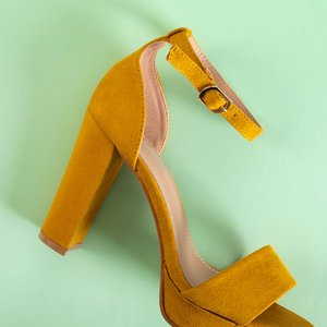 Yellow women's sandals on a higher post Korela - Footwear