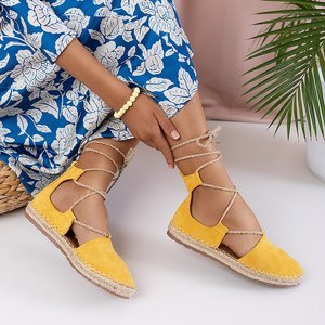 Yellow women's tied espadrilles Lasoria - Footwear