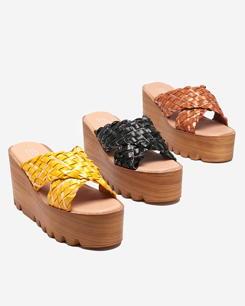 Yellow women's wedge sandals Balbanina - Shoes